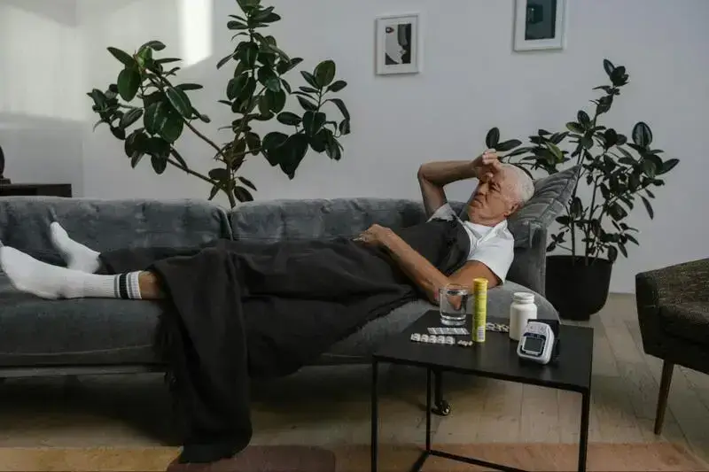 Elderly man with mobility limitations