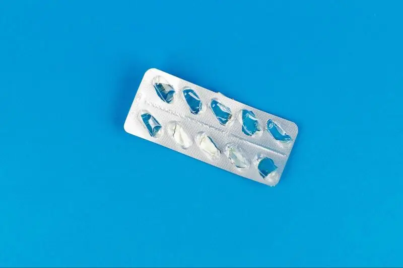 Empty blister pack with missing tablets